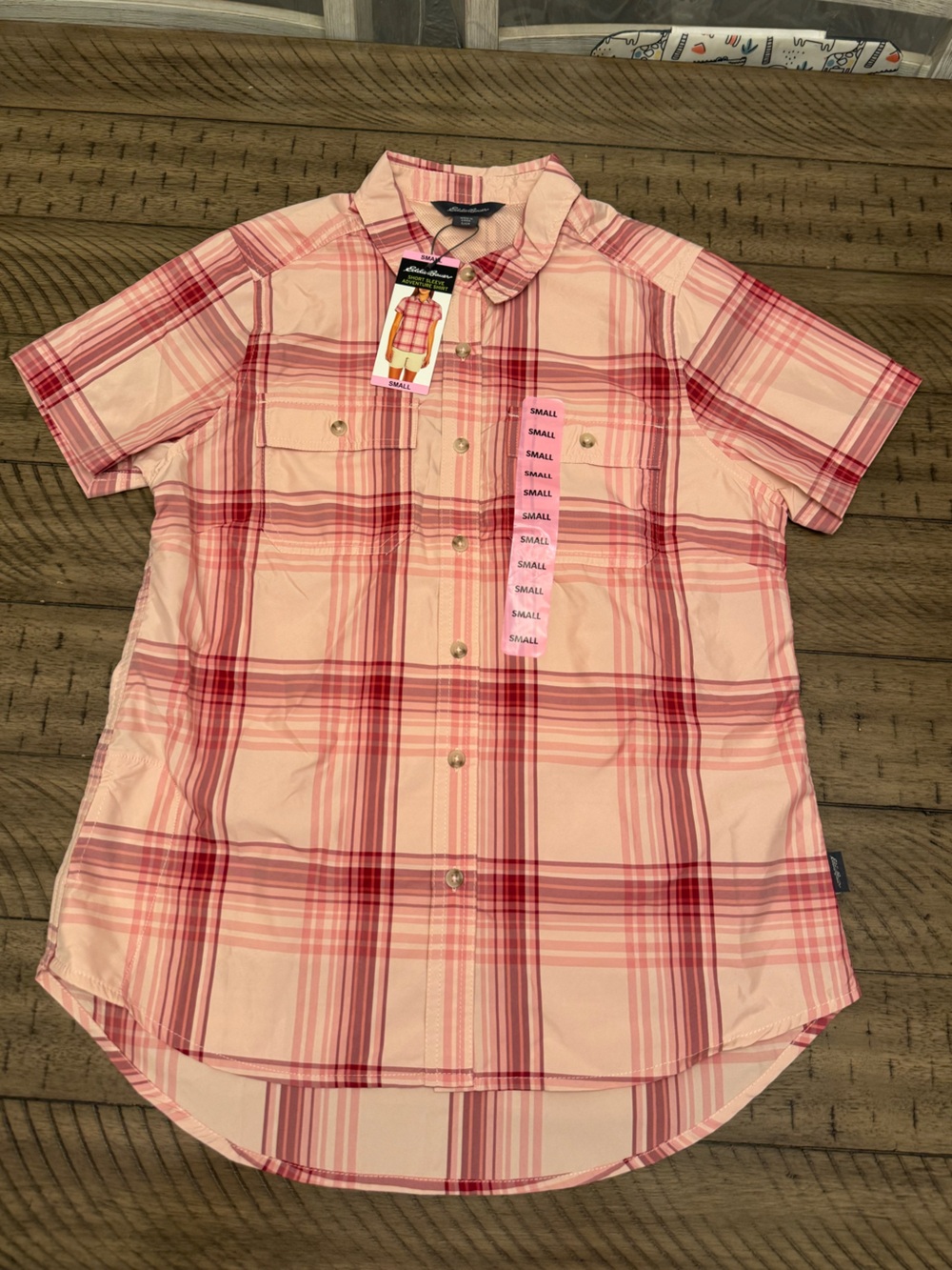 EDDIE BAUER Short Sleeve Adventure Shirt UPF 50 Moisture Wicking Utility Pocket